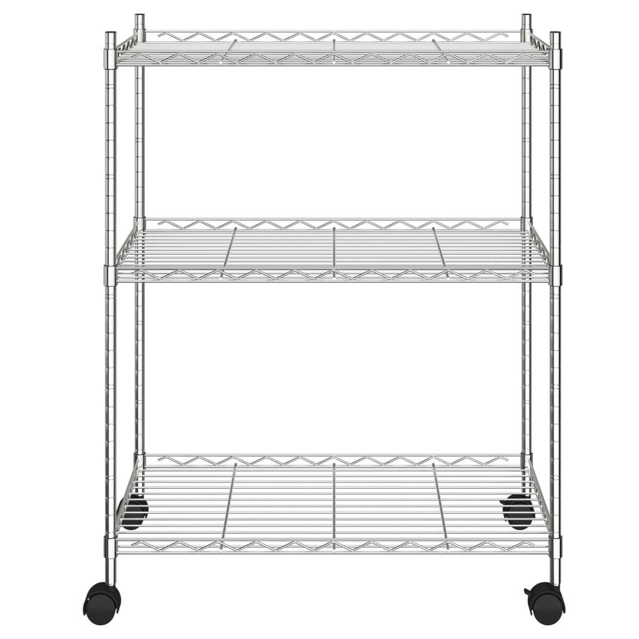 Voir la diapositive 3 : VIDAXL Etagere de rangement 3 niveaux et roues 60x35x81cm chrome 150kg