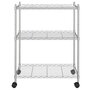 Voir la diapositive 3 : VIDAXL Etagere de rangement 3 niveaux et roues 60x35x81cm chrome 150kg