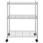 Voir la diapositive 3 : VIDAXL Etagere de rangement 3 niveaux et roues 60x35x81cm chrome 150kg