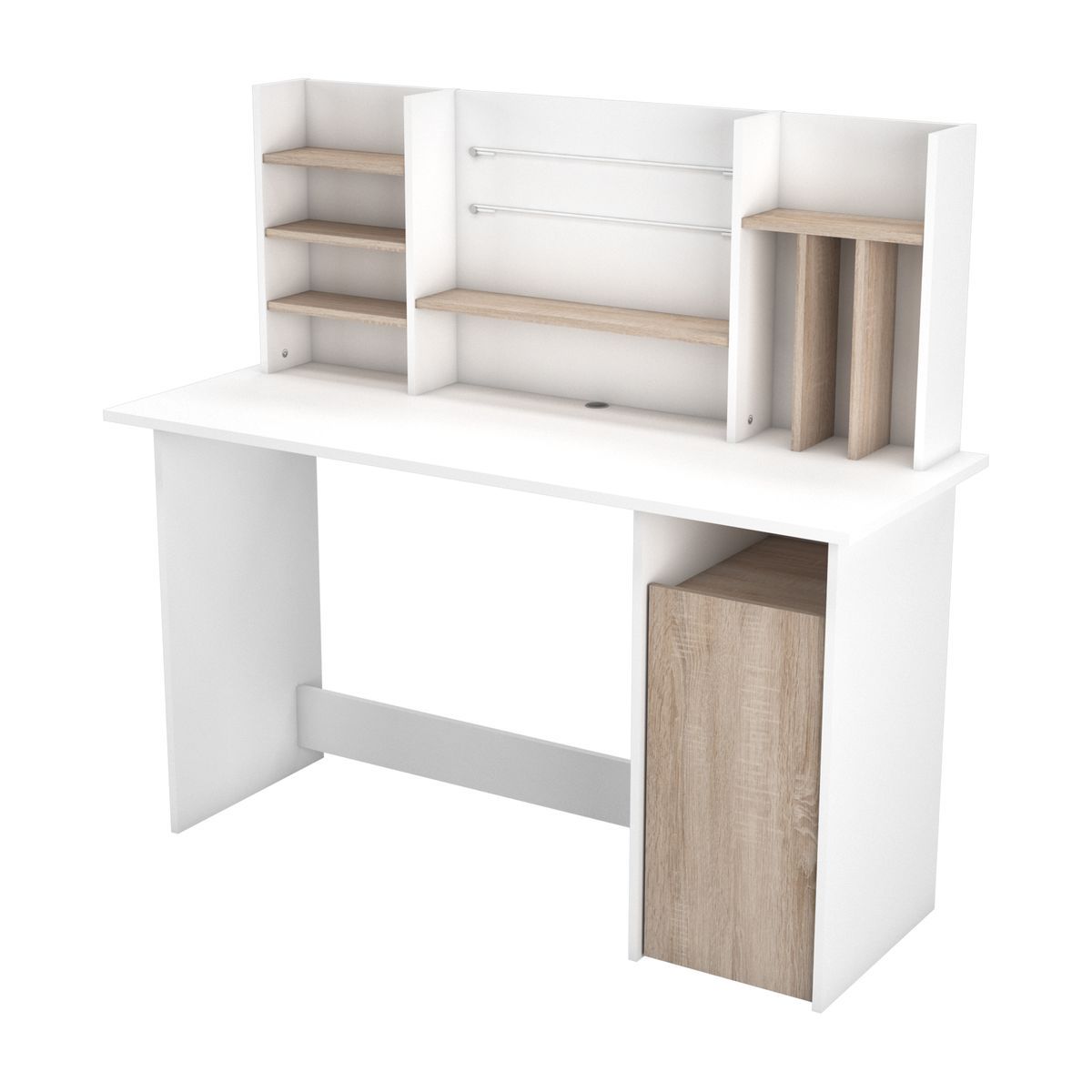 Bureau droit 1 caisson + surmeuble L134,8 cm FLEUR