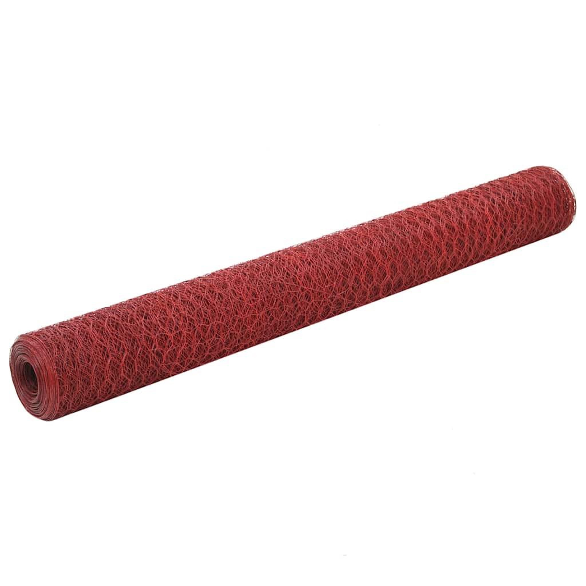 VIDAXL Grillage Acier avec revetement en PVC 25x1,2 m Rouge