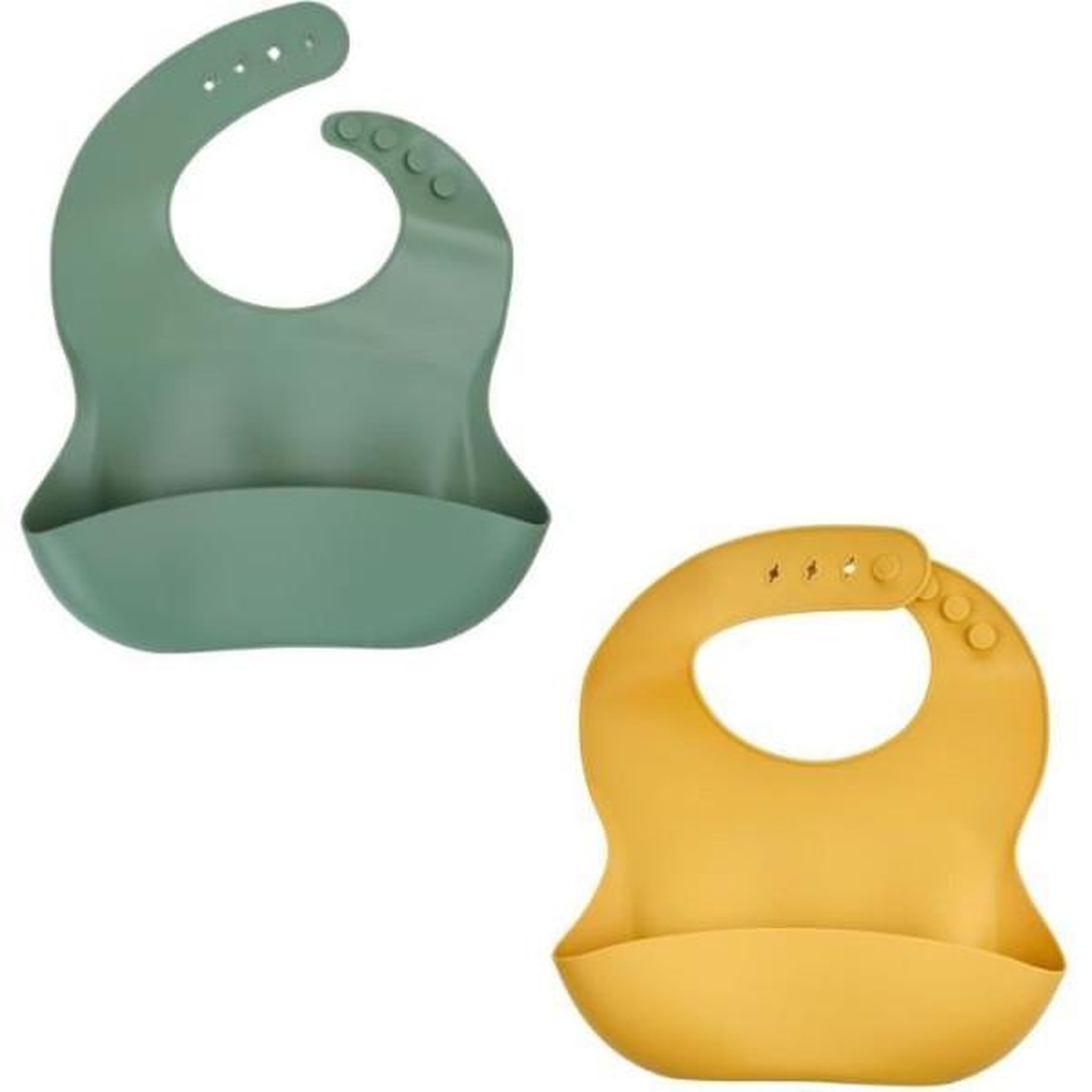 THERMOBABY Lot de 2 bavoirs - THERMOBABY - Silicone - Vert Cactus et Jaune Miel - Etanches et réglables