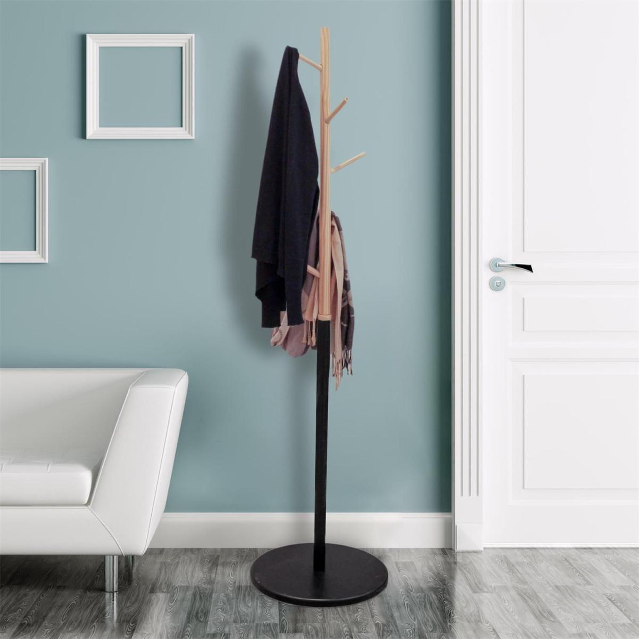 Voir la diapositive 2 : The Home Deco Factory Porte-manteau 5 patères  miko  180cm noir