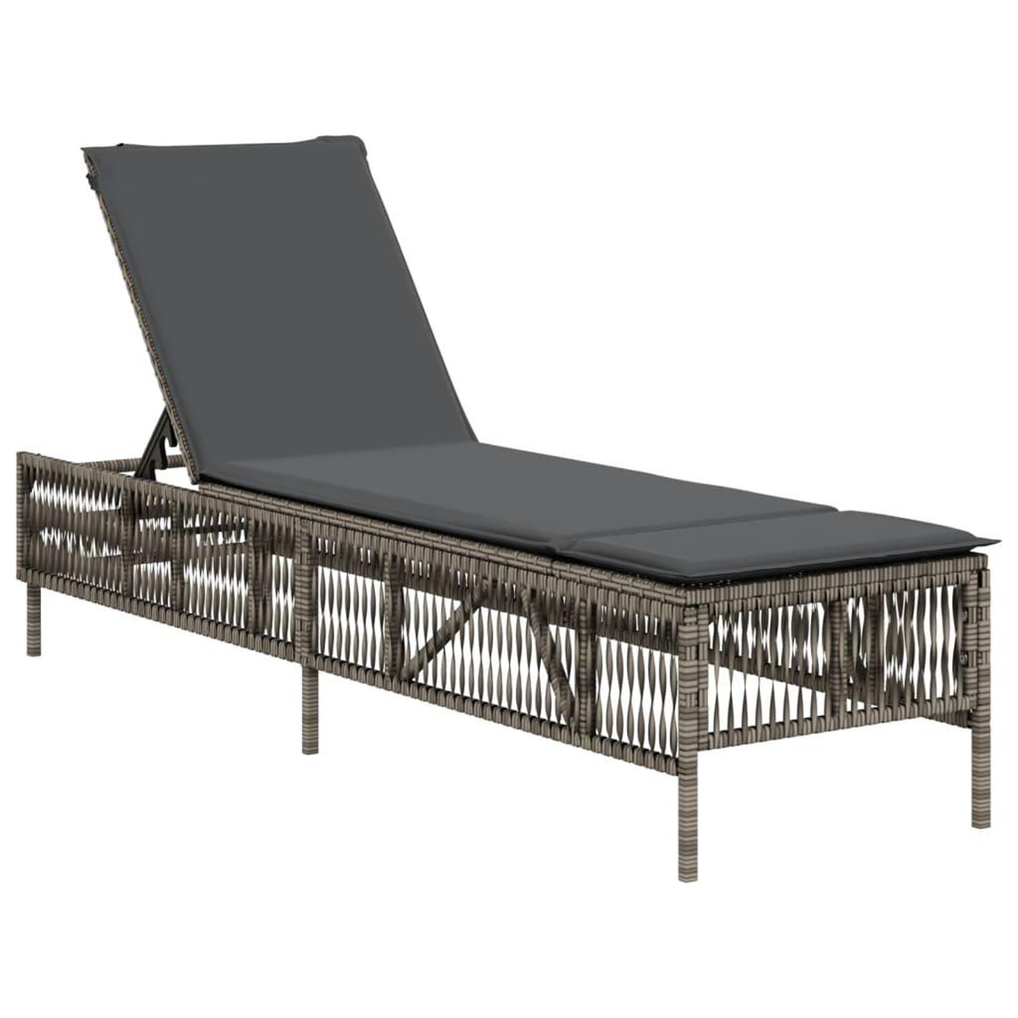 Voir la diapositive 2 : VIDAXL Chaise longue avec coussin gris resine tressee