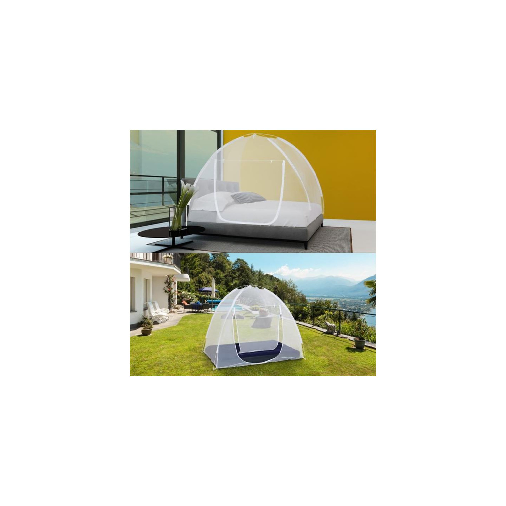 Voir la diapositive 3 : ID MARKET Moustiquaire dôme pop-up grandes dimensions 195x180 cm mobile pour lit
