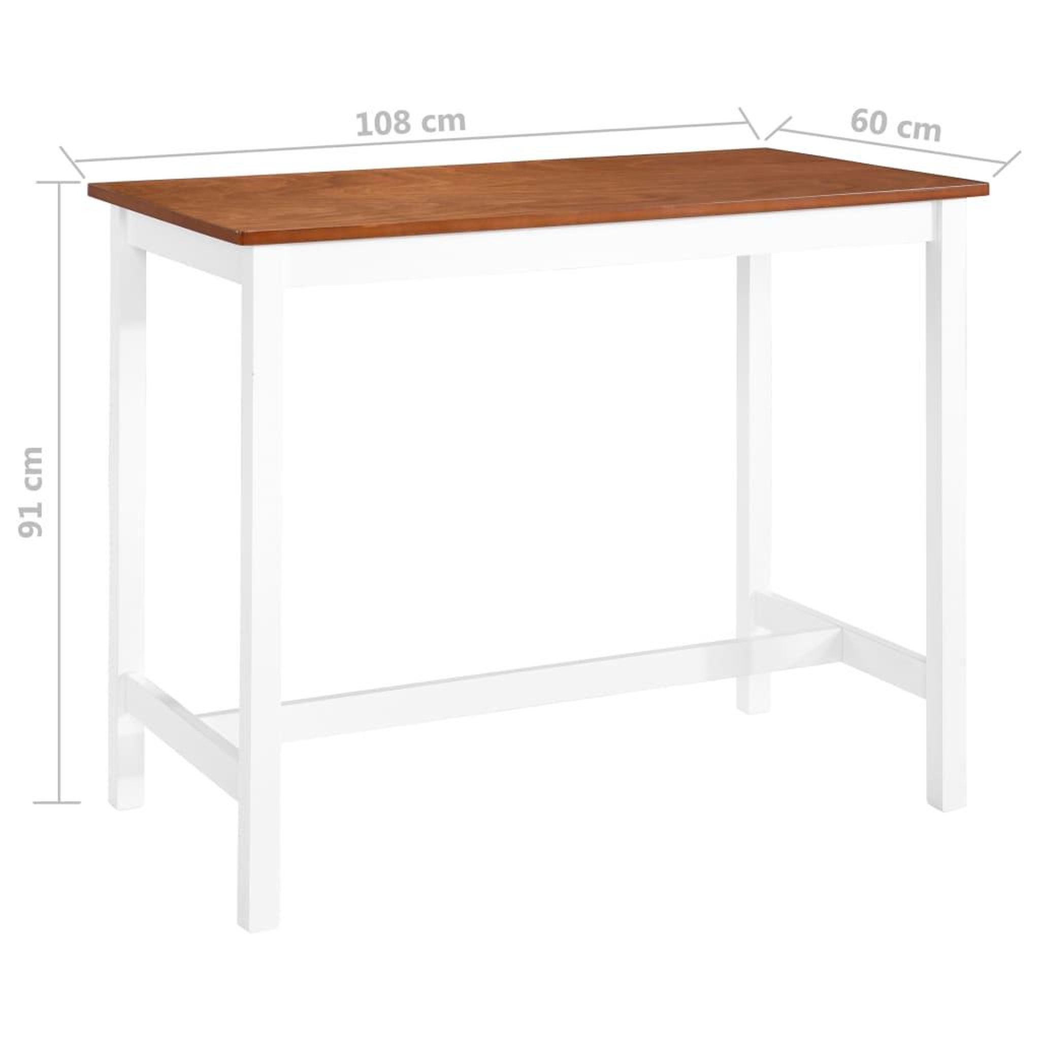 Voir la diapositive 5 : VIDAXL Table de bar bois massif 108x60x91 cm