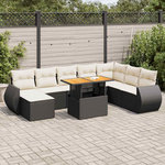 VIDAXL Salon de jardin 9 pcs avec coussins noir resine tressee