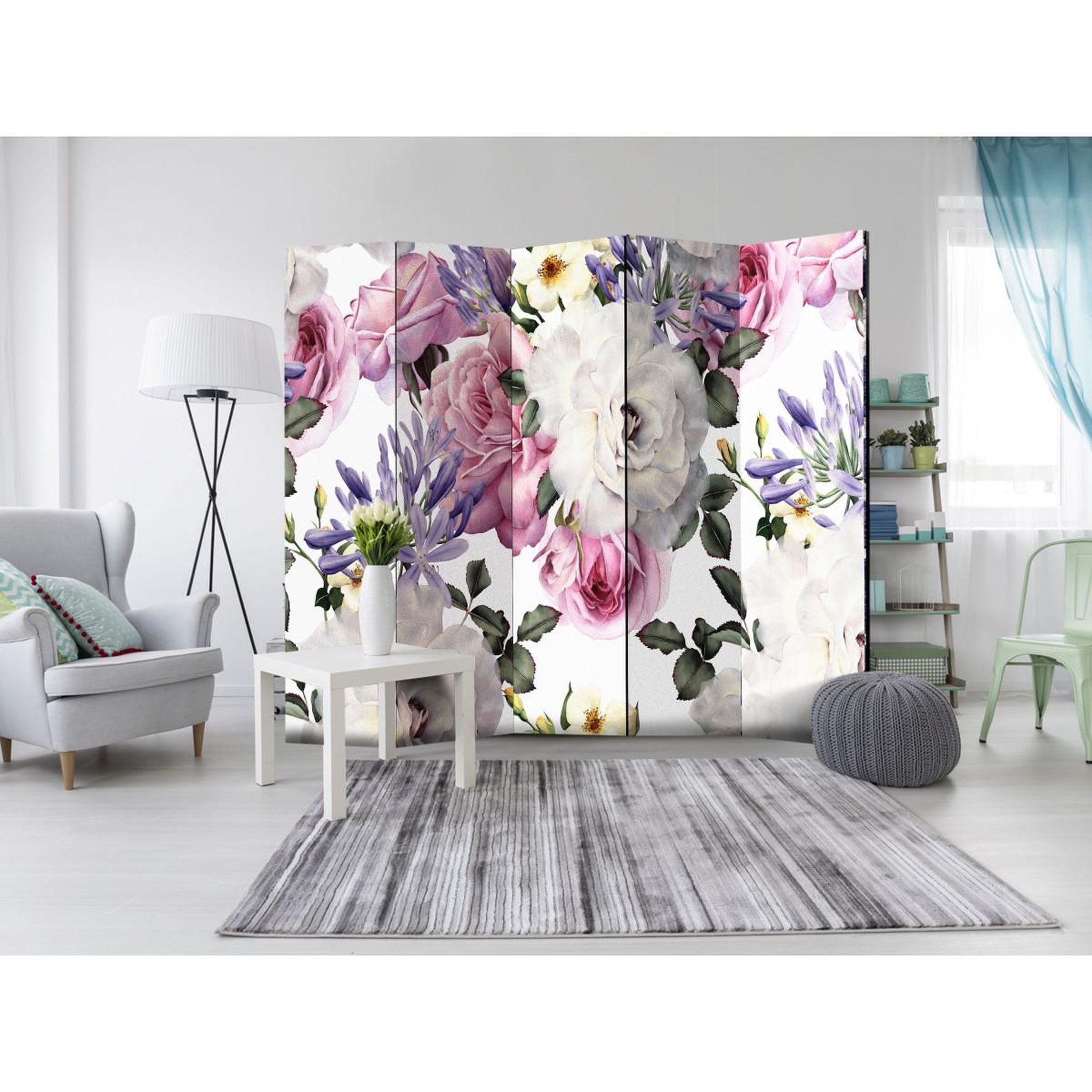 Voir la diapositive 2 : Paris Prix Paravent 5 volets  floral glade  172x225cm
