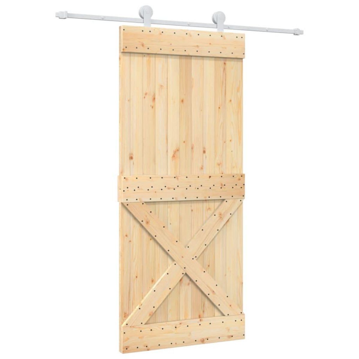 VIDAXL Porte coulissante et kit de quincaillerie 90x210 cm pin massif