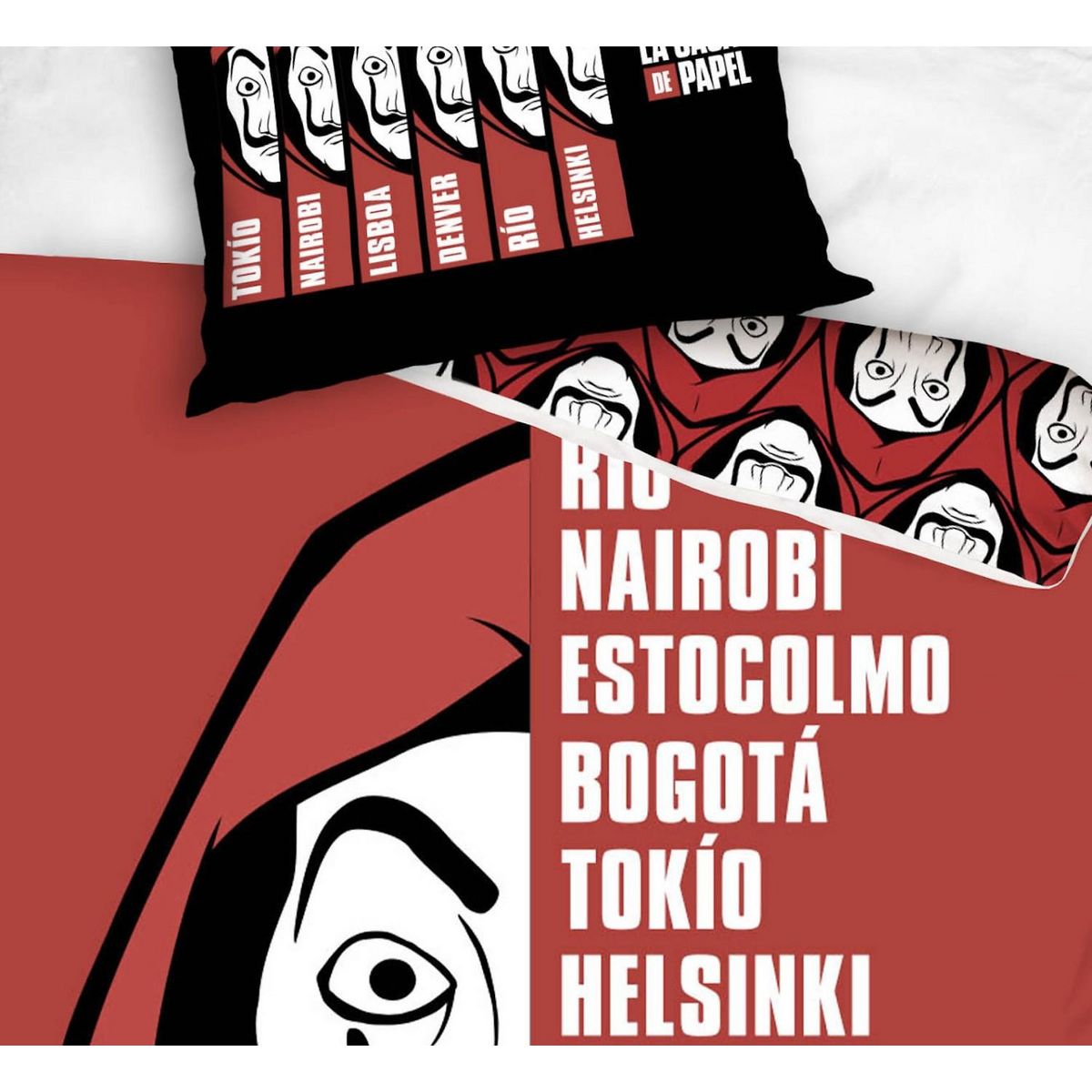 Home collection Parure housse de couette 140x200cm 100%coton 57fils casa de papel rouge