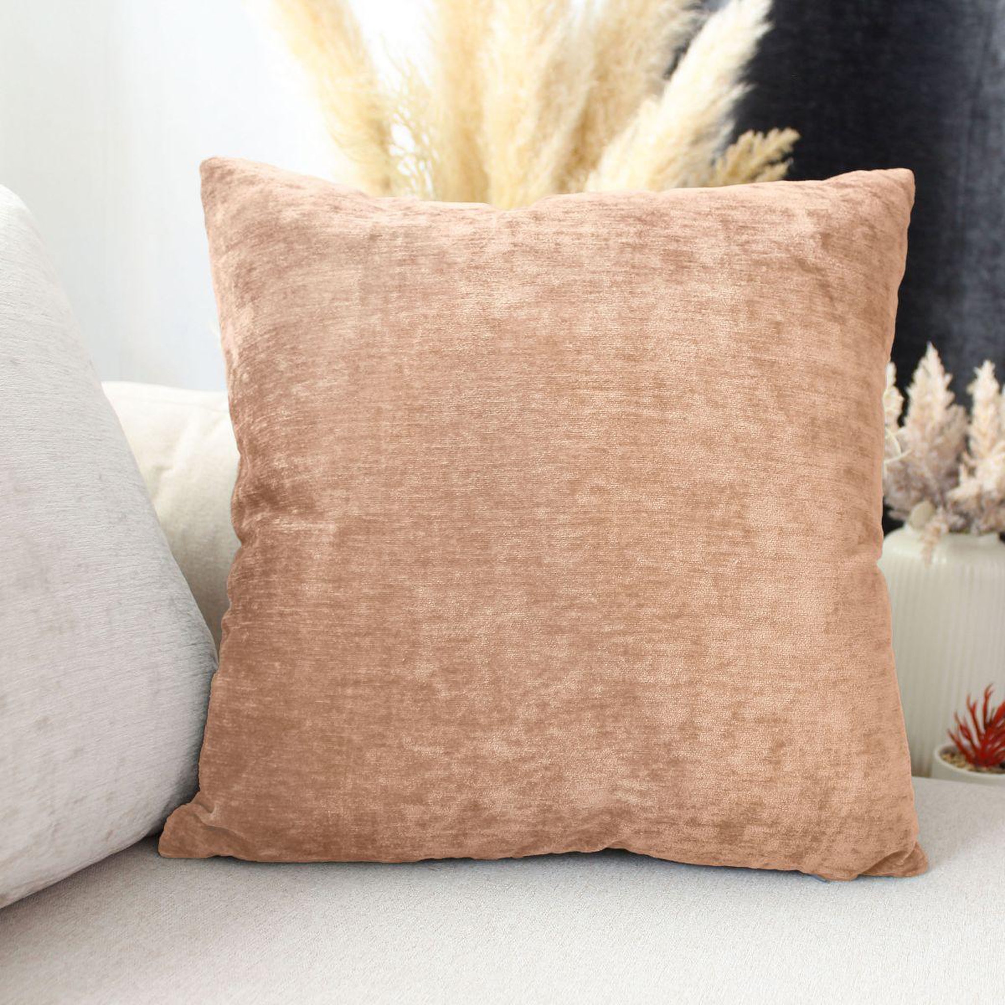 Voir la diapositive 2 : ENJOY HOME Coussin déco en velours  velvet  40x40cm pêche