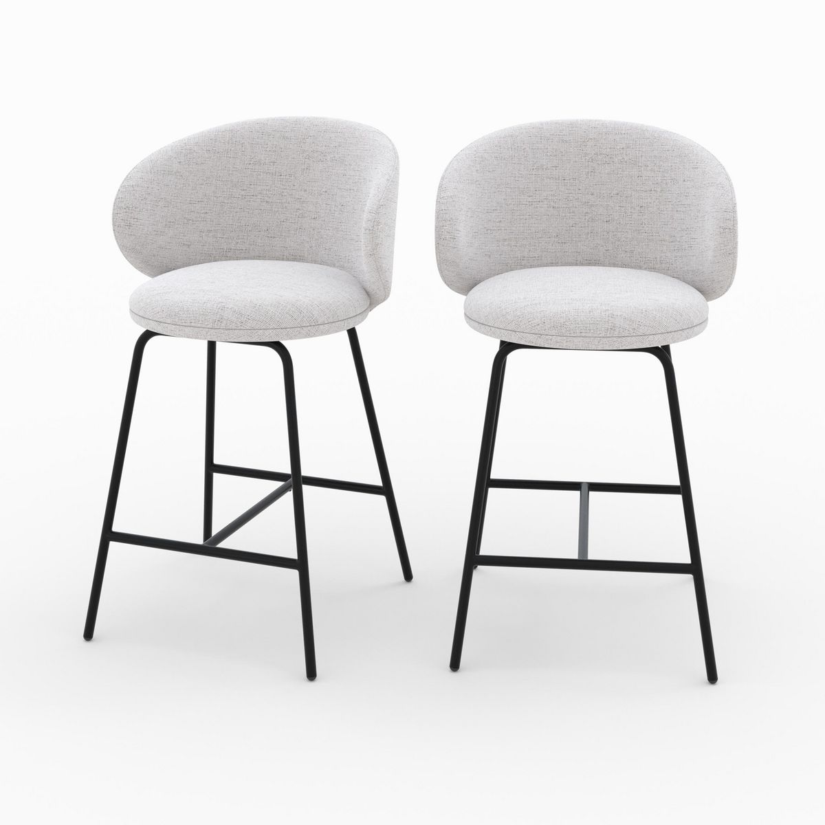 Rendez vous déco Lot de 2 chaises pour îlot central en tissu gris clair 68 cm - Cécilia