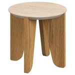 TOILINUX Table d'appoint ronde avec plateau effet travertin LIMA - Marron