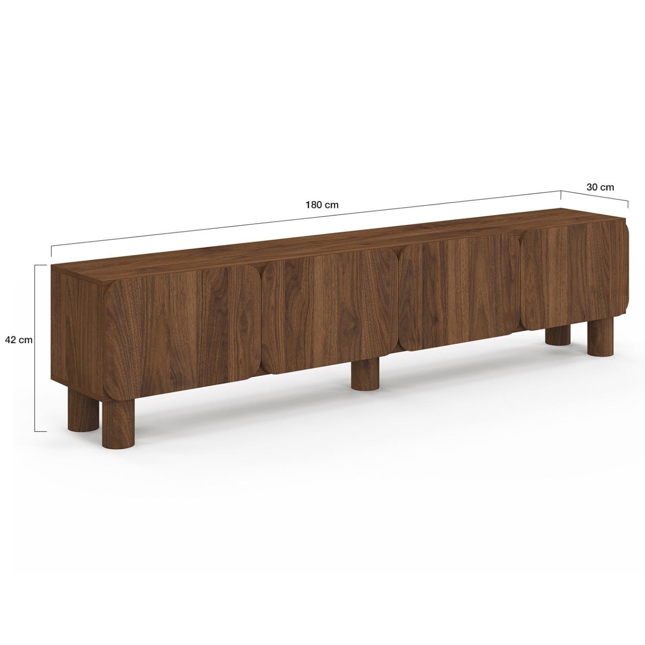 Voir la diapositive 5 : ID MARKET Meuble tv 180 cm saranda 4 portes arrondies bois effet noyer