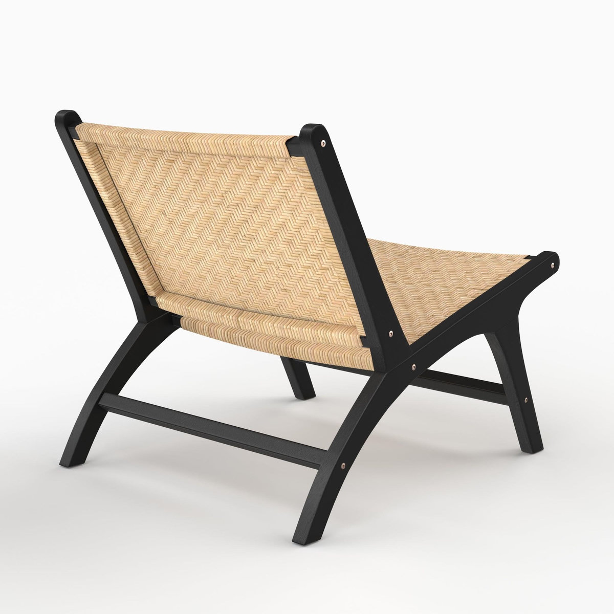 Rendez vous déco Fauteuil en bois de teck noir et tressage chevron en rotin-Kilka