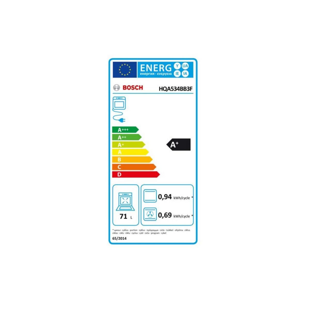 BOSCH Four intégrable multifonction 71l 60cm hydrolyse - HQA534BB3F
