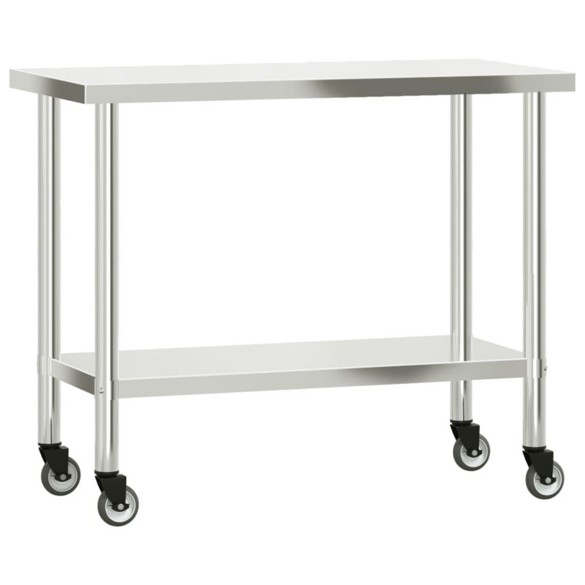 VIDAXL Table de travail de cuisine avec roues 110x55x85 cm inox