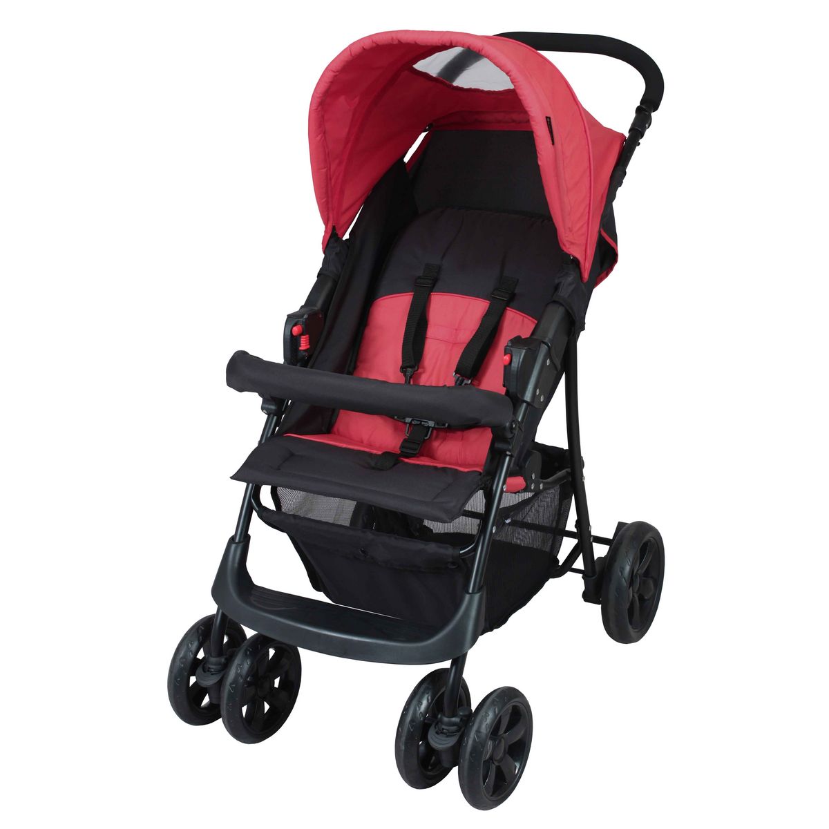 BAMBISOL Poussette combinée trio 4 roues noire et rouge