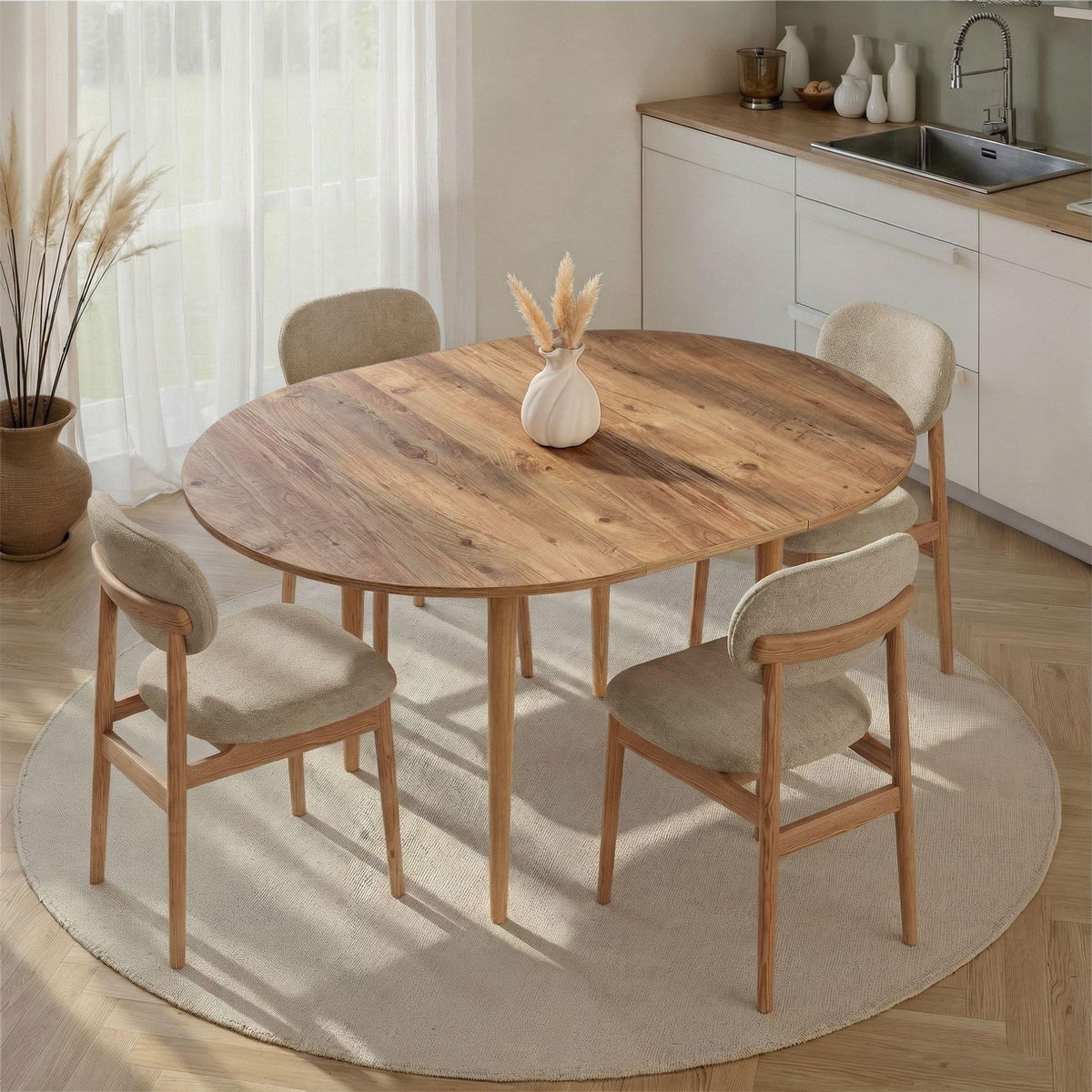 Habitat et Jardin Table à manger extensible en bois  Viona  100 x 100 x 75 cm - Pin atlantique