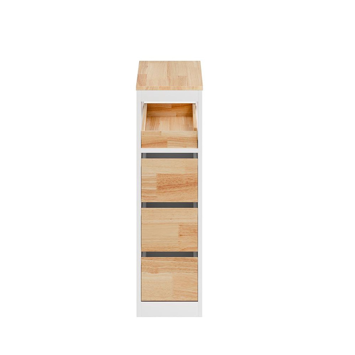 SOBUY Meuble Rangement 4 Tiroirs avec Roulettes Blanc 65x23x82cm BZR54-III-WN