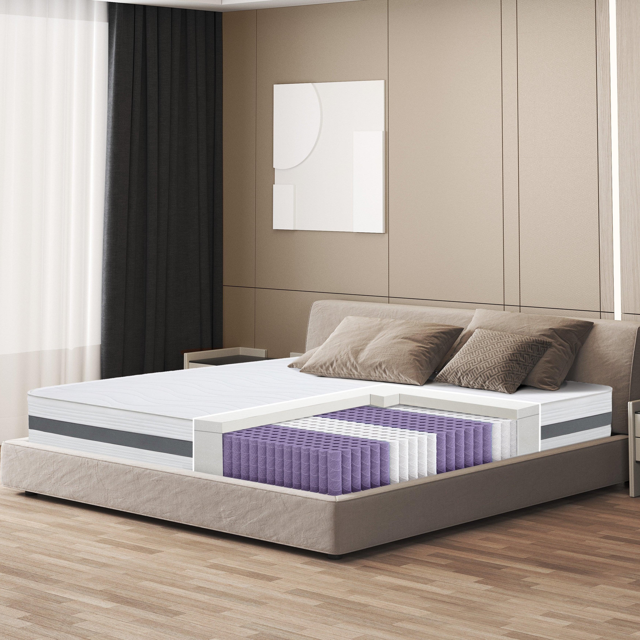 Voir la diapositive 1 : THE WHITE STONE Matelas 80x190 | Ressorts Ensachés et Mousse | 20cm | Moyen Rigide, Autoformant, Orthopédique | Fabriqué en Italie