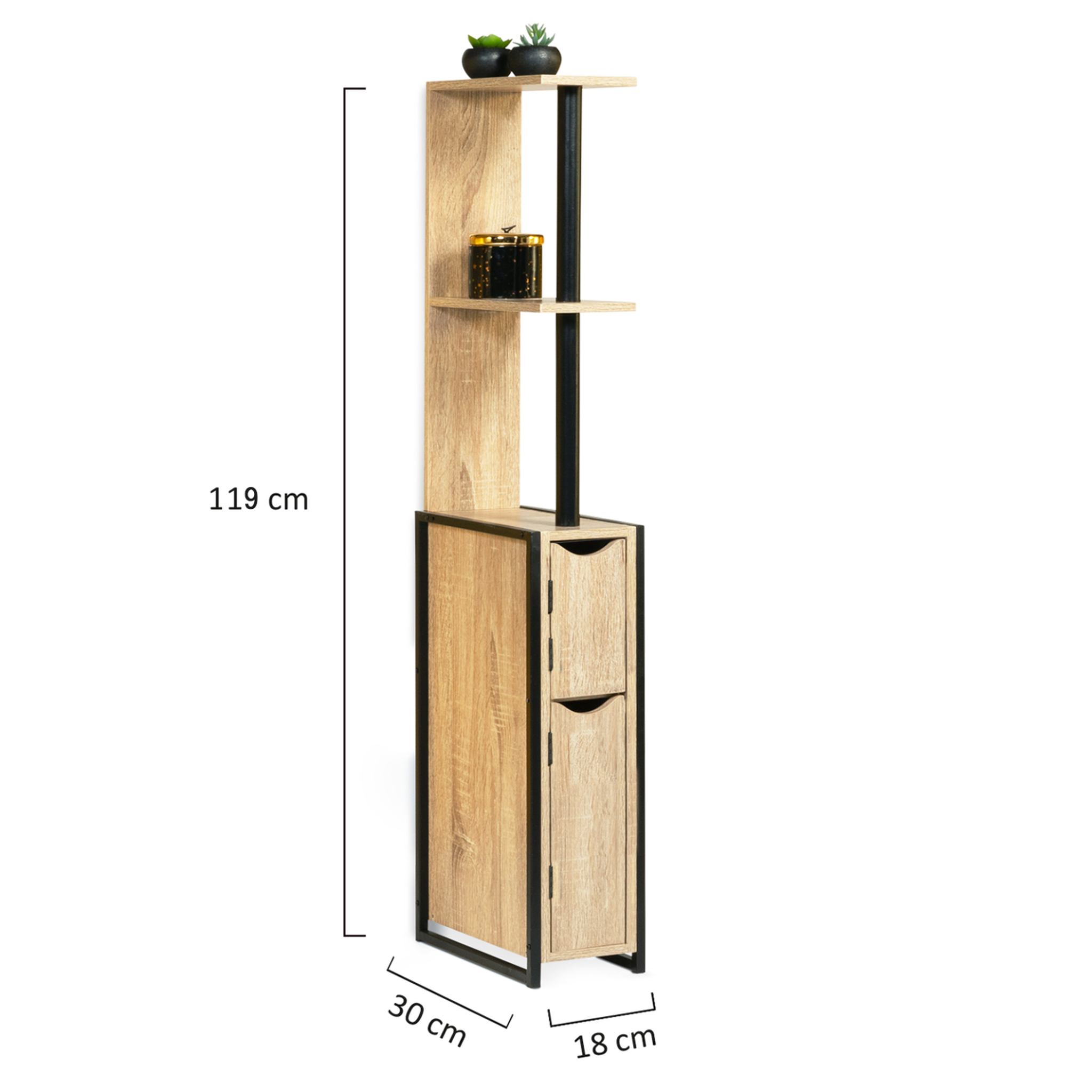 Voir la diapositive 6 : ID MARKET Meuble wc 2 portes detroit avec étagères design industriel