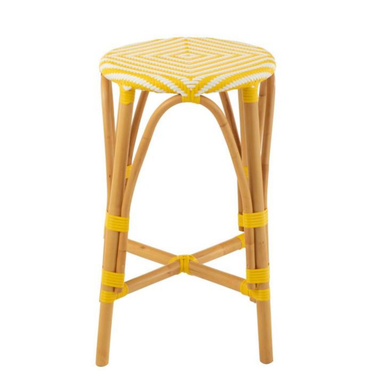 Paris Prix Tabouret de Bar en Rotin  Danial  65cm Jaune & Naturel