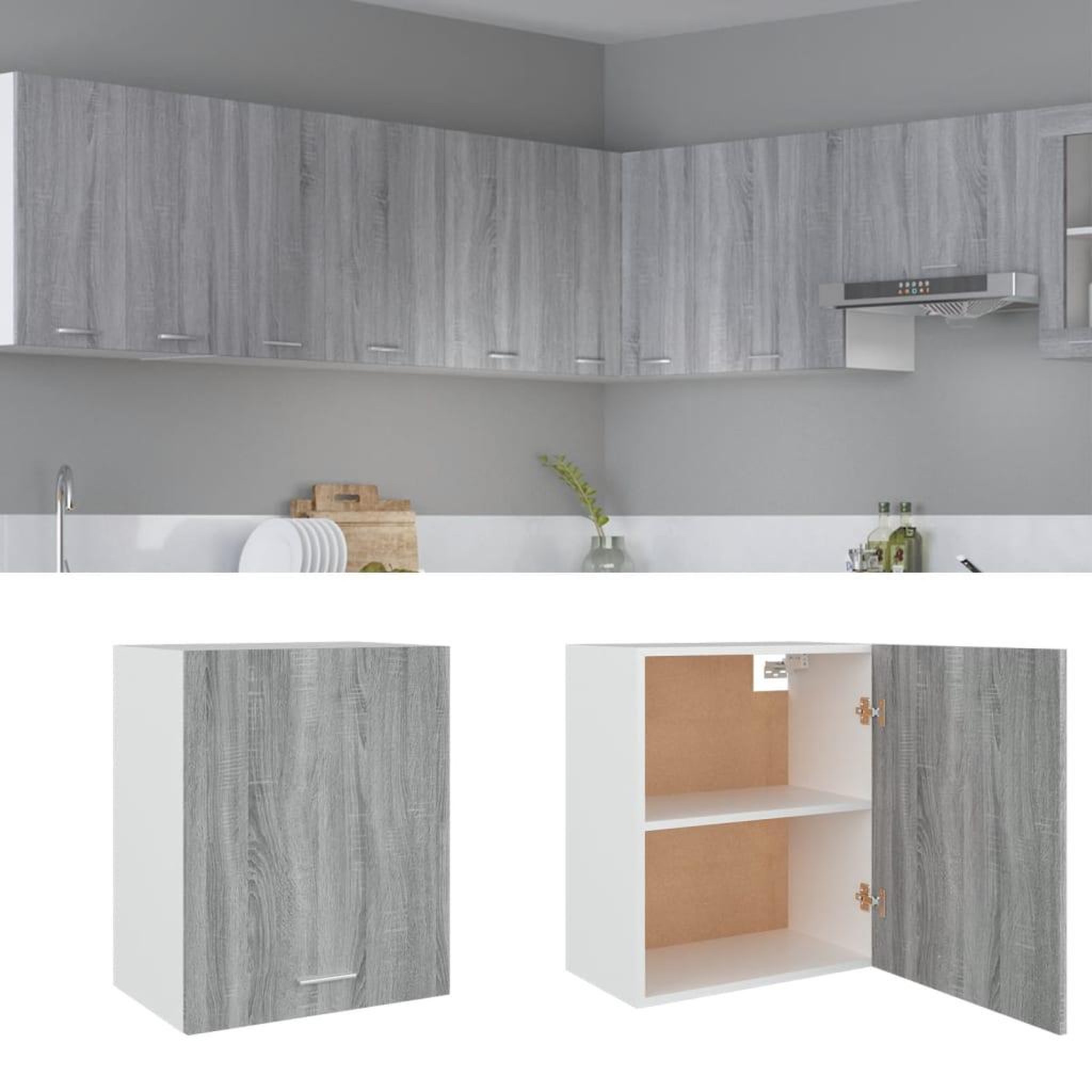 VIDAXL Armoire suspendue Sonoma gris 50x31x60 cm Bois d'ingenierie