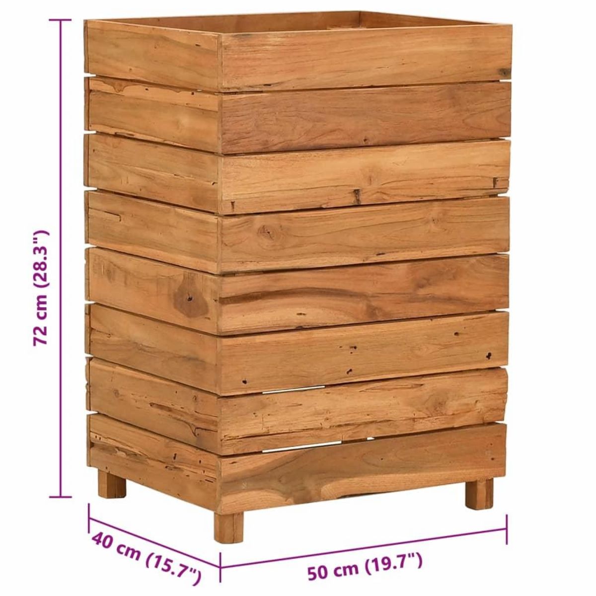 VIDAXL Lit sureleve 50x40x72 cm bois de teck recycle et acier