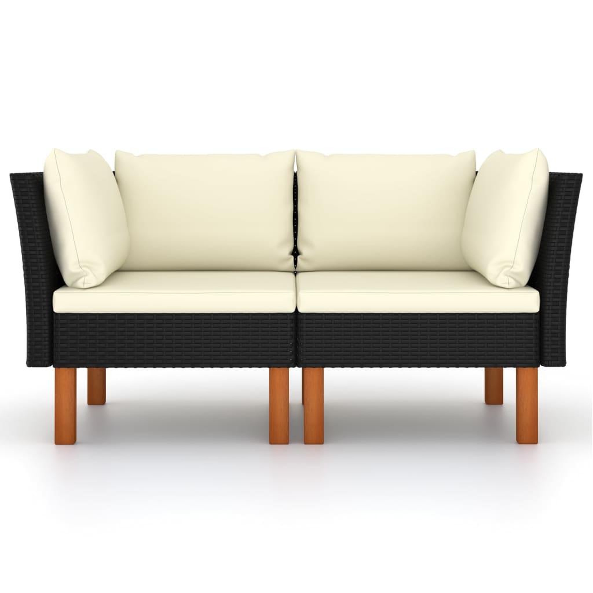 Voir la diapositive 2 : VIDAXL Canapes d'angle 2pcs Resine tressee et bois d'eucalyptus massif