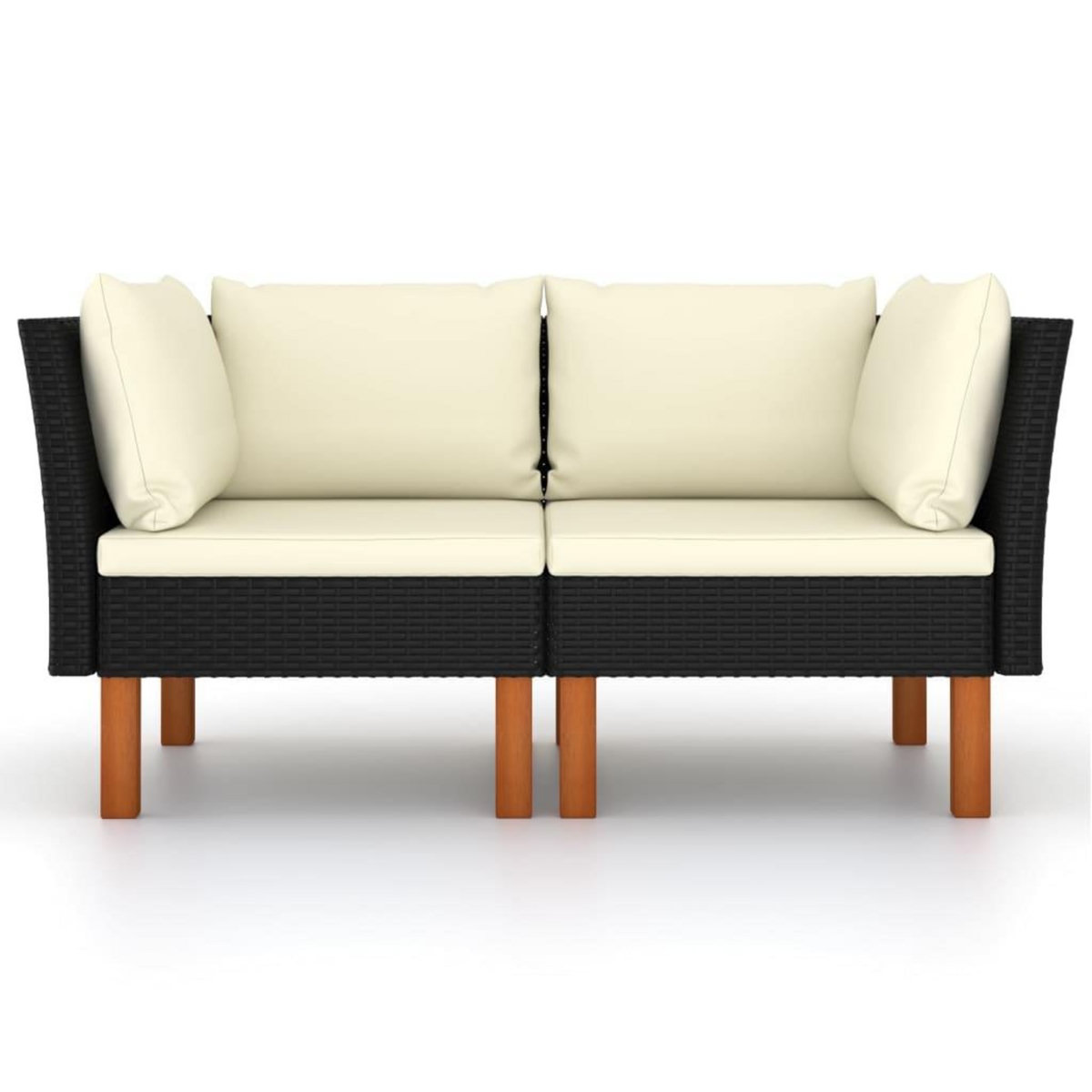 VIDAXL Canapes d'angle 2pcs Resine tressee et bois d'eucalyptus massif