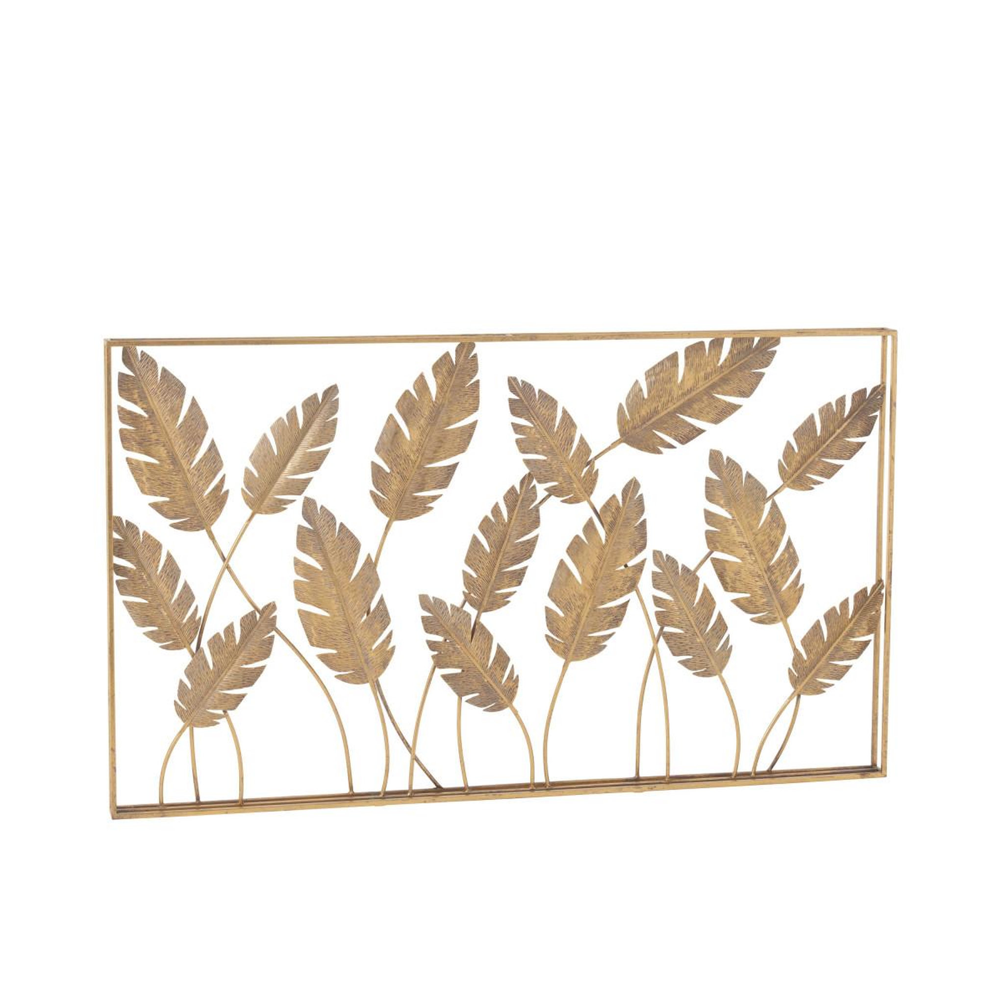 Voir la diapositive 2 : J-LINE Décoration murale  feuilles métal  119cm or