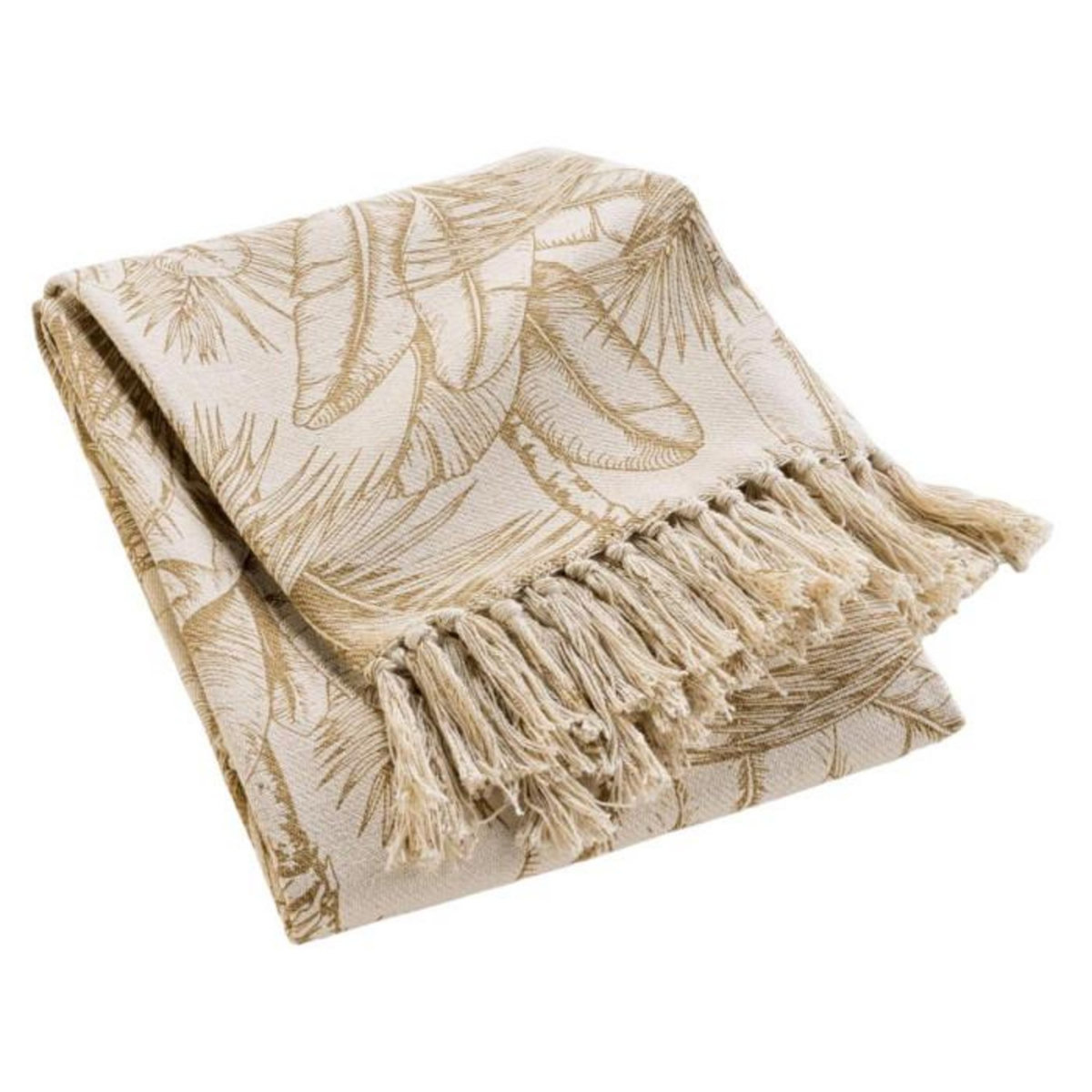 Paris Prix Plaid à Franges Imprimé  Dune  125x150cm Naturel