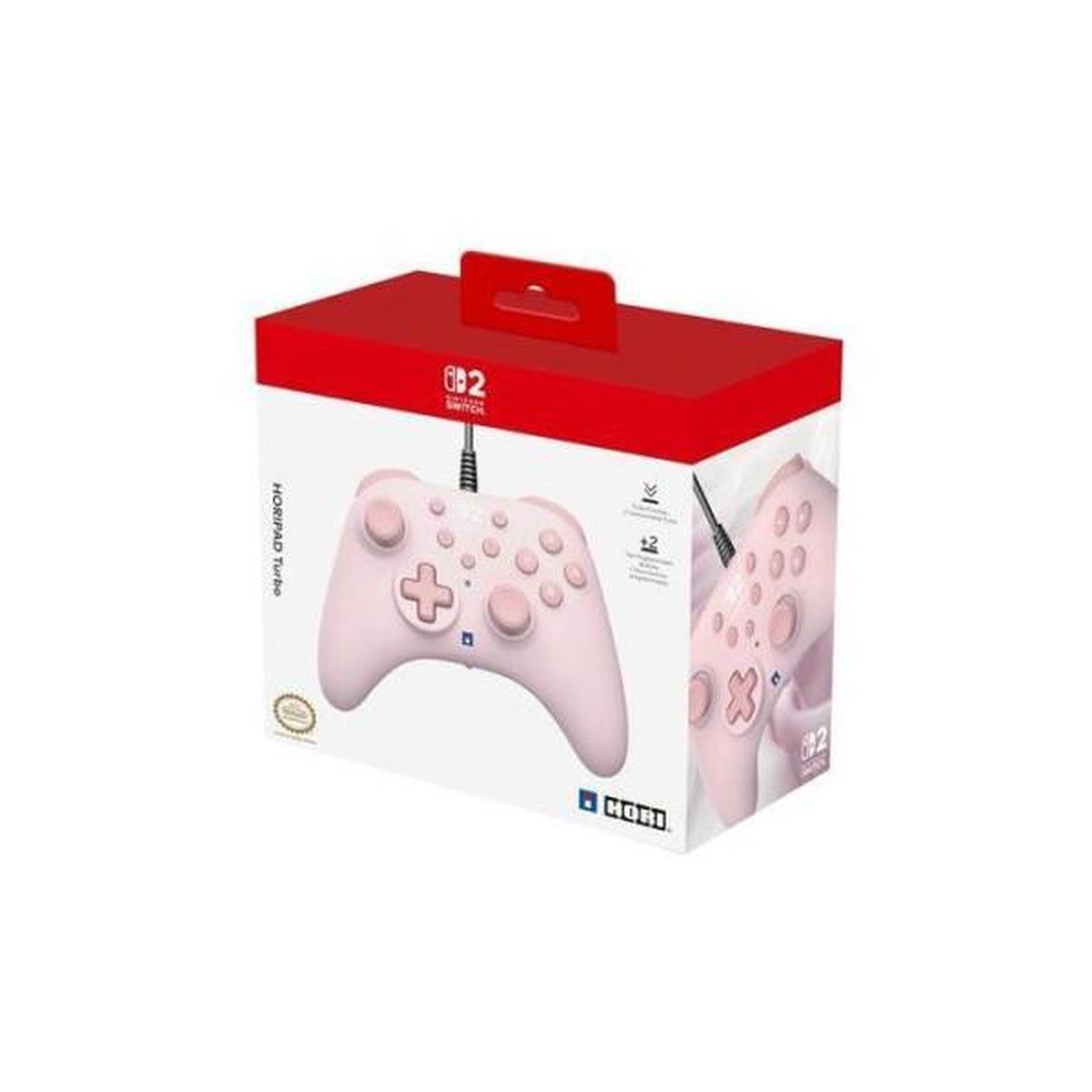 Voir la diapositive 2 : HORI Manette de jeu - nintendo switch et switch 2 - filaire - rose - horipad turbo - boutons programmables - hori