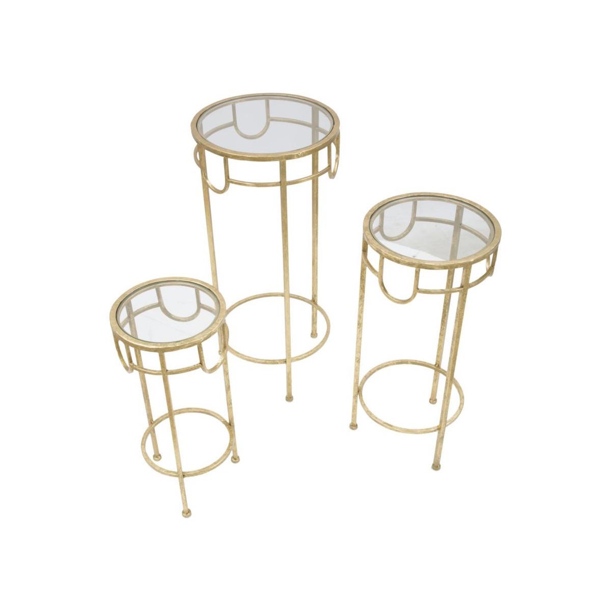 Voir la diapositive 3 : Paris Prix Lot de 3 Tables d'Appoint Gigognes  Dolly  70cm Or