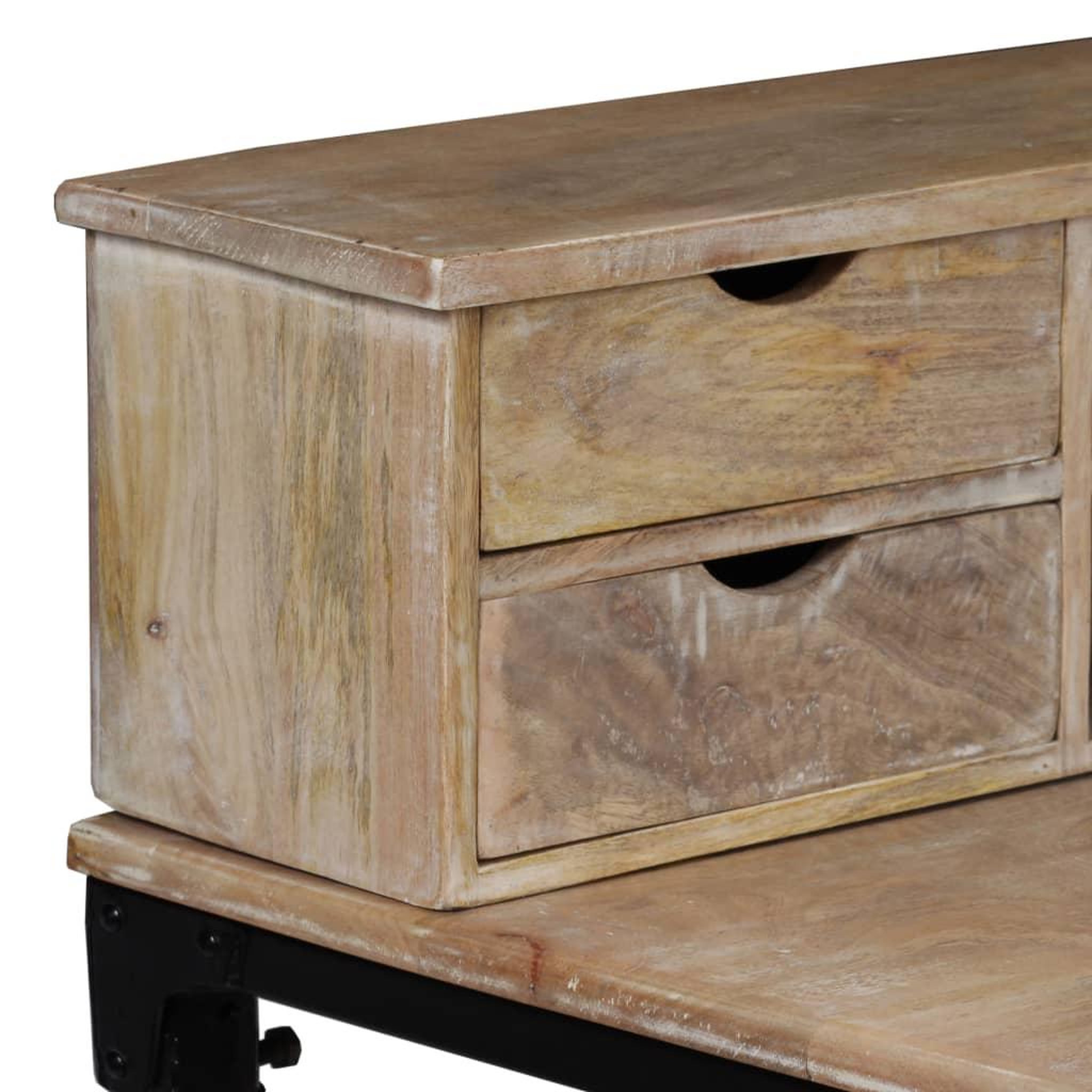Voir la diapositive 5 : VIDAXL Bureau Bois de manguier massif et acier 110 x 50 x 96 cm