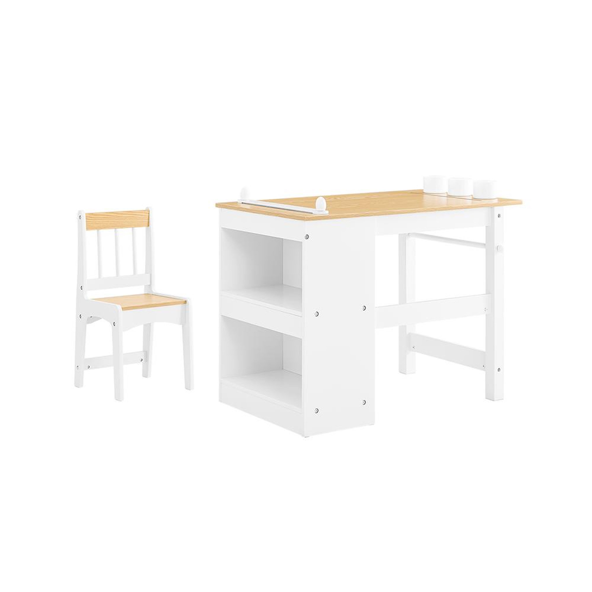 Voir la diapositive 1 : SOBUY SoBuy - Ensemble Table Et Chaise Enfant avec 2 étagères - Nordique - KMB60