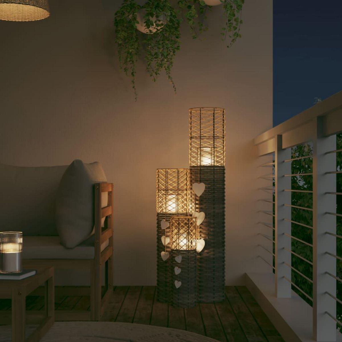 VIDAXL Bougeoirs 3 pcs gris osier