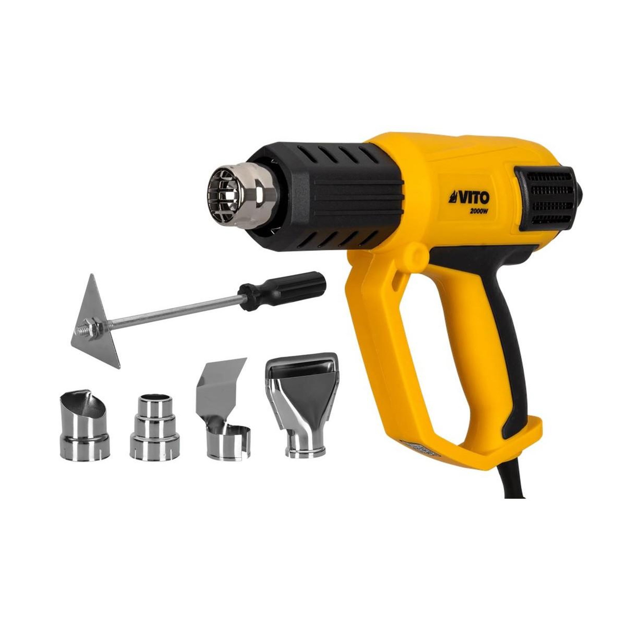 Voir la diapositive 1 : VITO Décapeur thermique 2000W 450° et 600° C Mallette 5 accessoires VITO