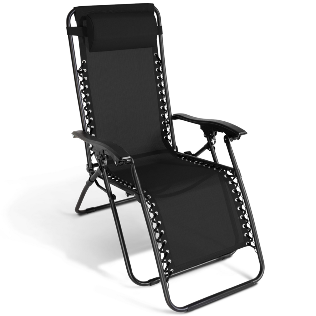 ID MARKET Lot de 2 fauteuils de jardin inclinables RELAX grand confort noir