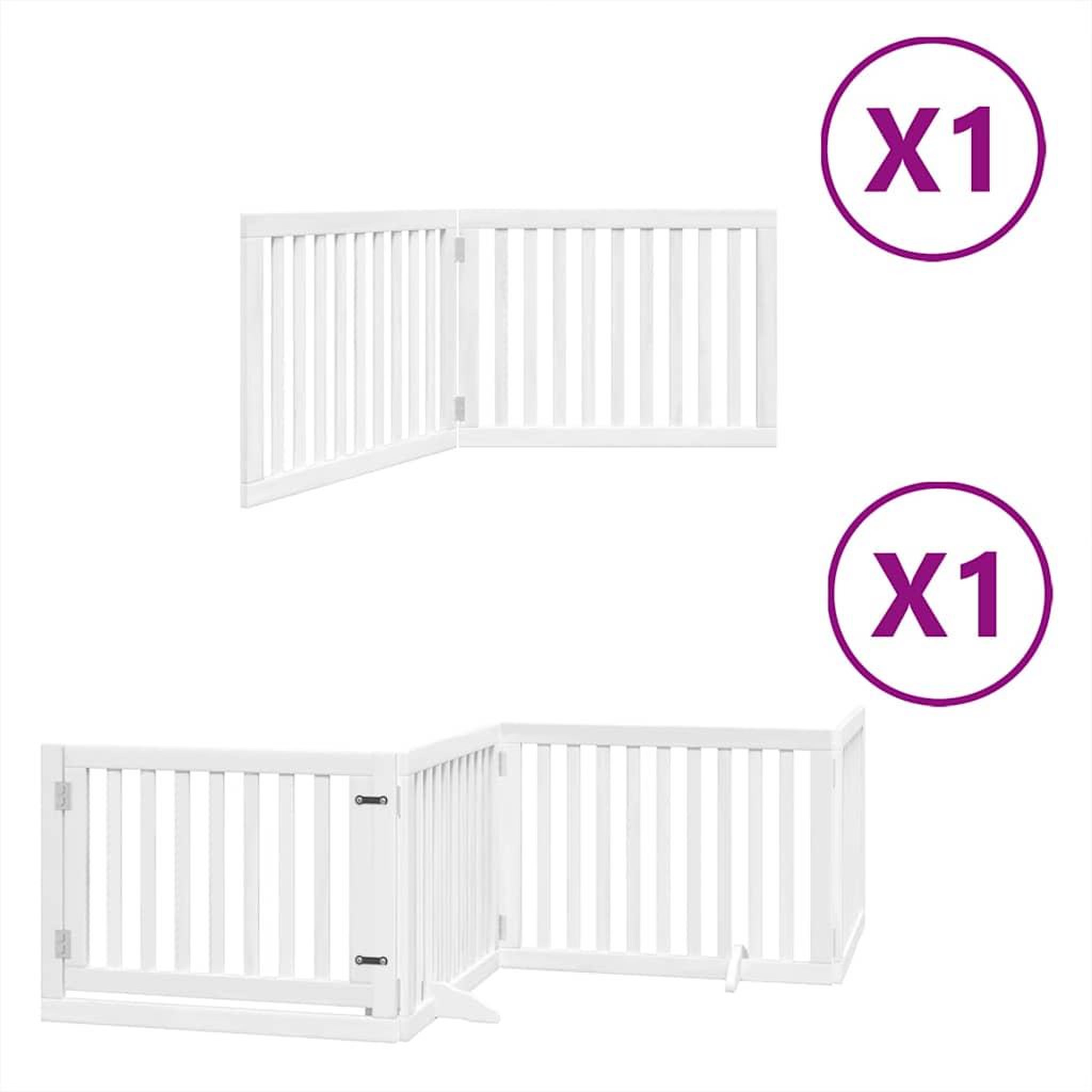 Voir la diapositive 2 : VIDAXL Barriere pour chien porte pliable 6panneaux blanc bois peuplier