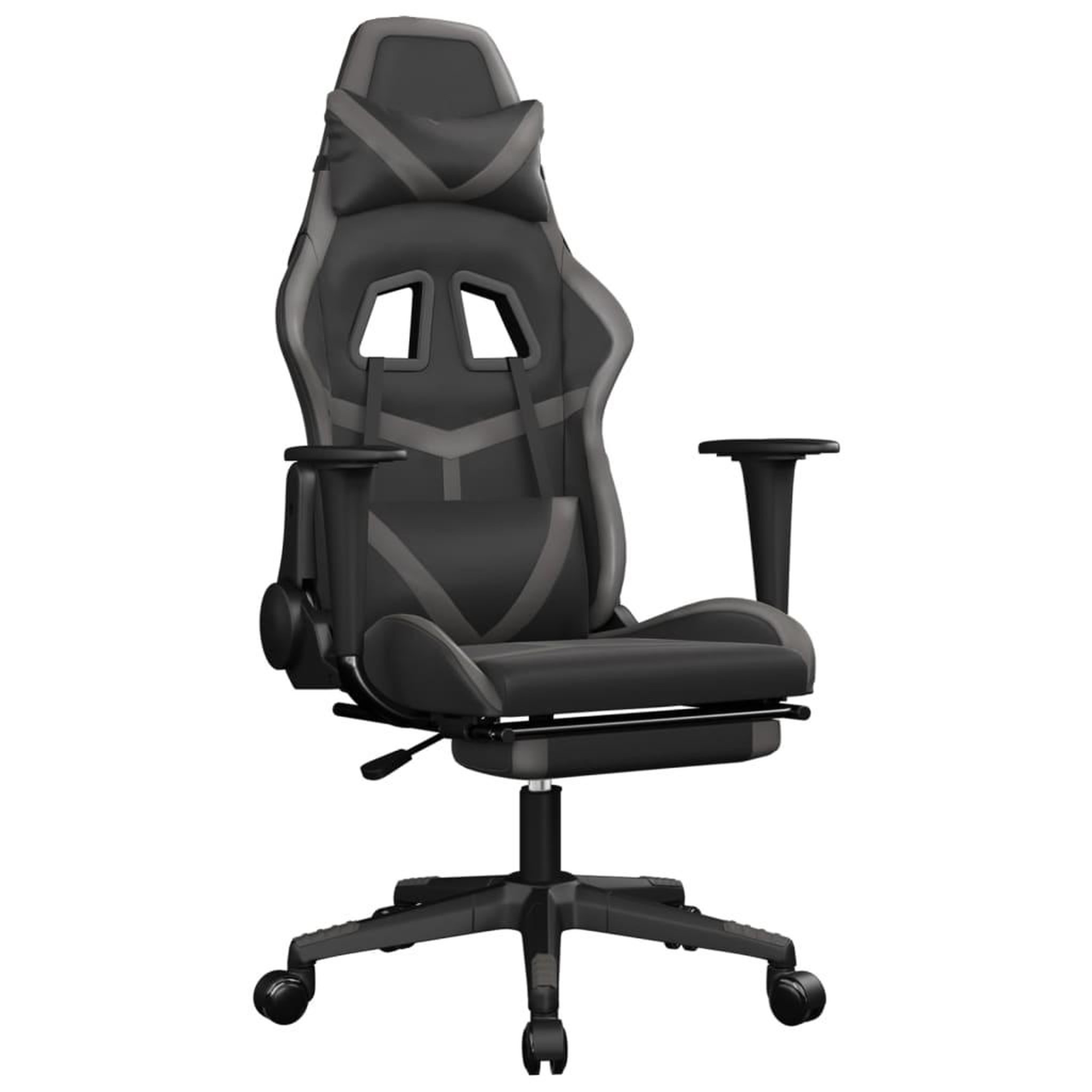 Voir la diapositive 2 : VIDAXL Chaise de jeu avec repose-pied Noir et gris Similicuir