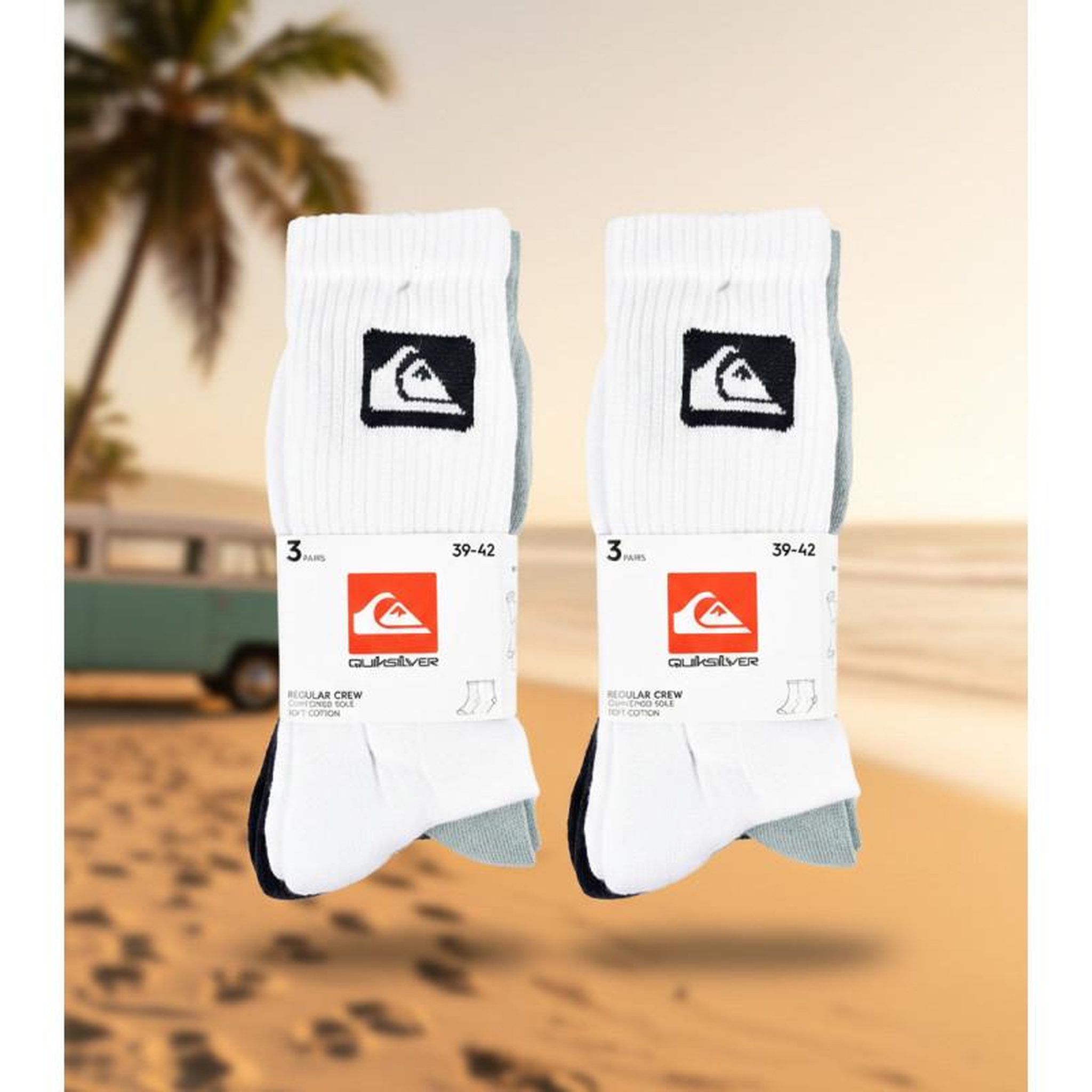 Voir la diapositive 4 : QUIKSILVER Quiksilver Pack de Chaussettes Homme Crew – Lot 6 Paires Sport Cushioned