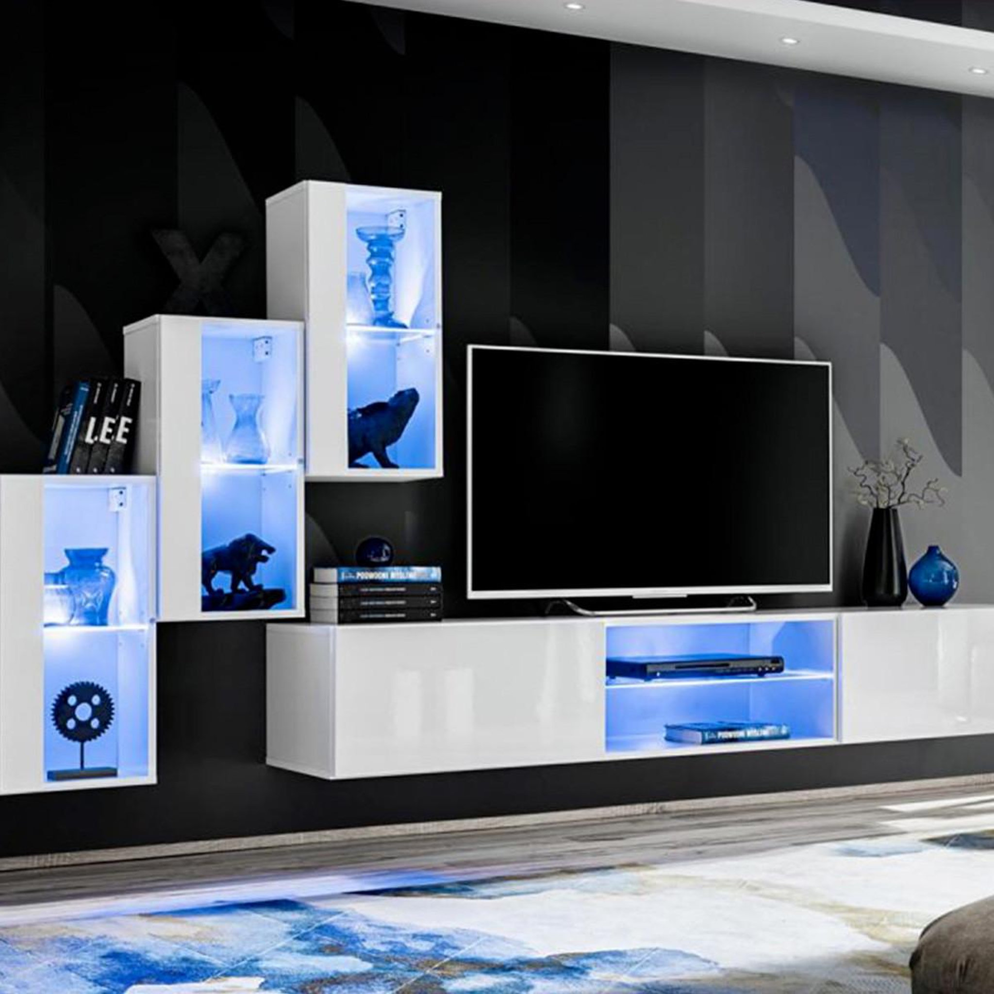 Paris Prix Ensemble meuble tv design  switch xxii  210cm blanc