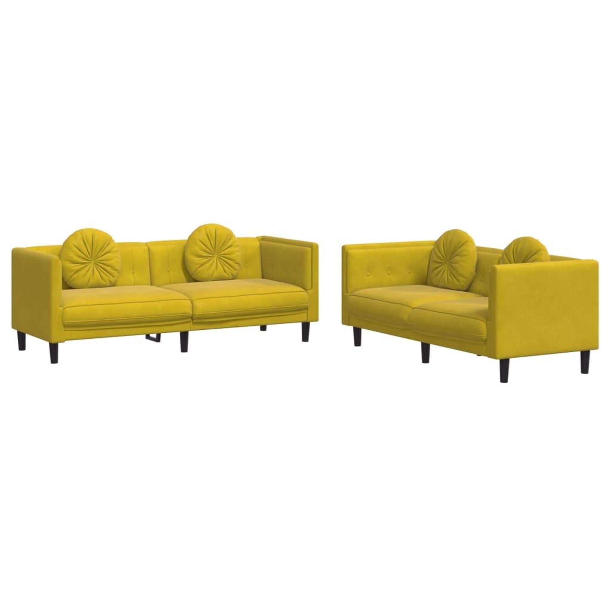 Voir la diapositive 2 : VIDAXL Ensemble de canapes 2 pcs avec coussins jaune velours