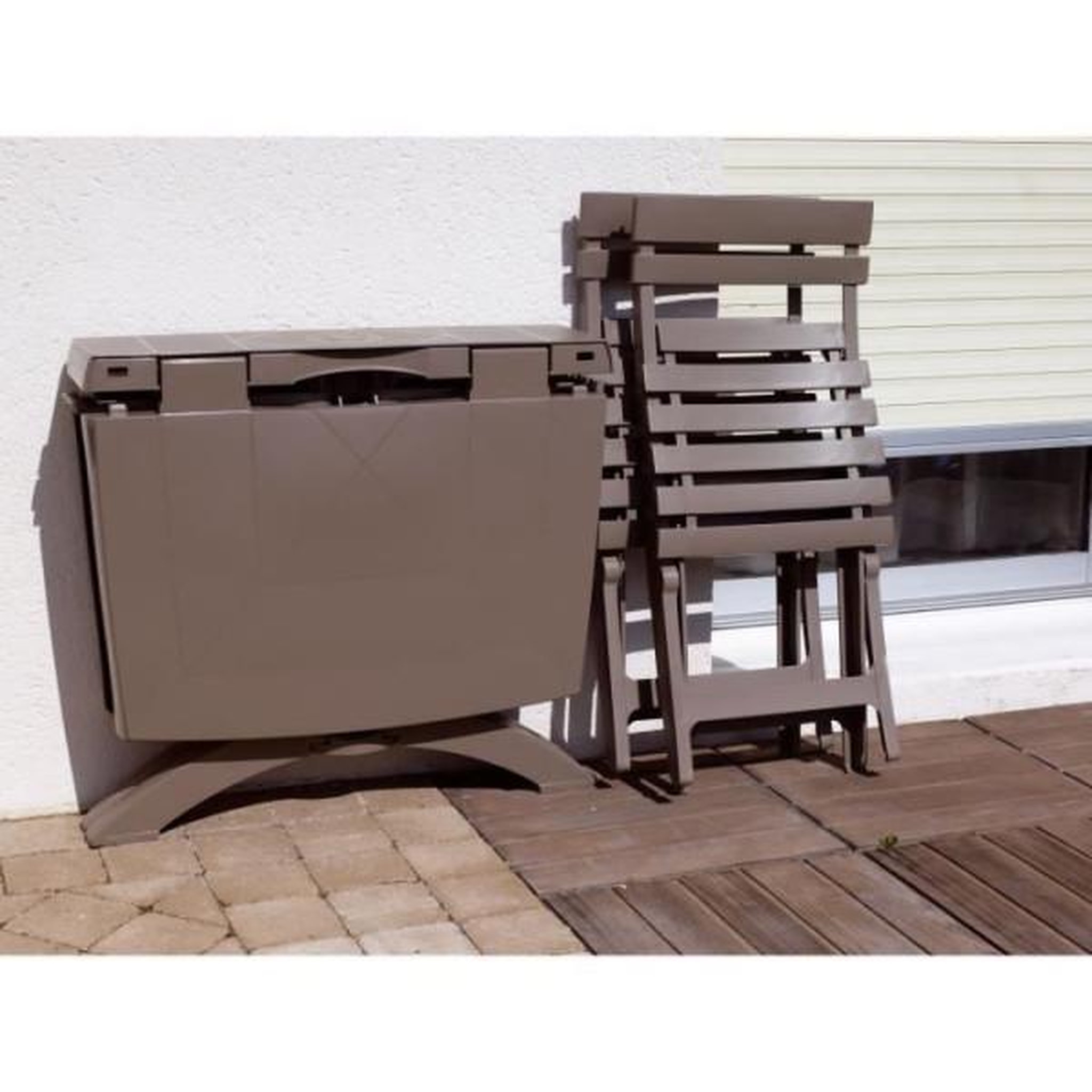 Voir la diapositive 2 : GRILL ME Chaise pliante Miami - GROSFILLEX - Taupe - Résistante aux intempéries et UV
