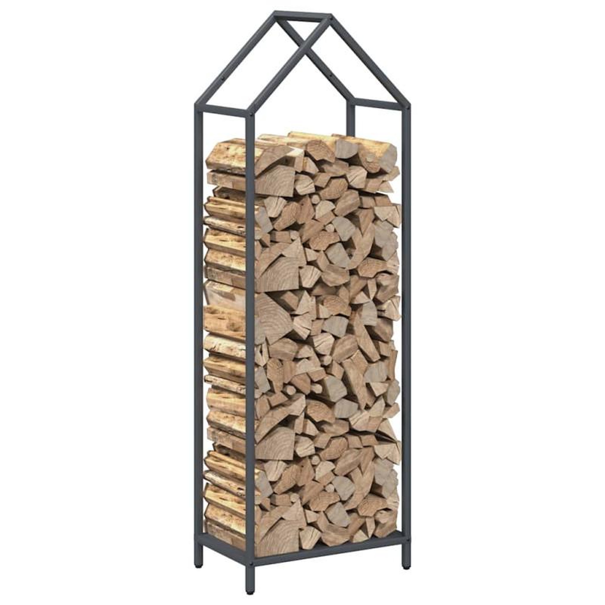 Voir la diapositive 4 : VIDAXL Portant de bois chauffage anthracite 40x25x120 cm
