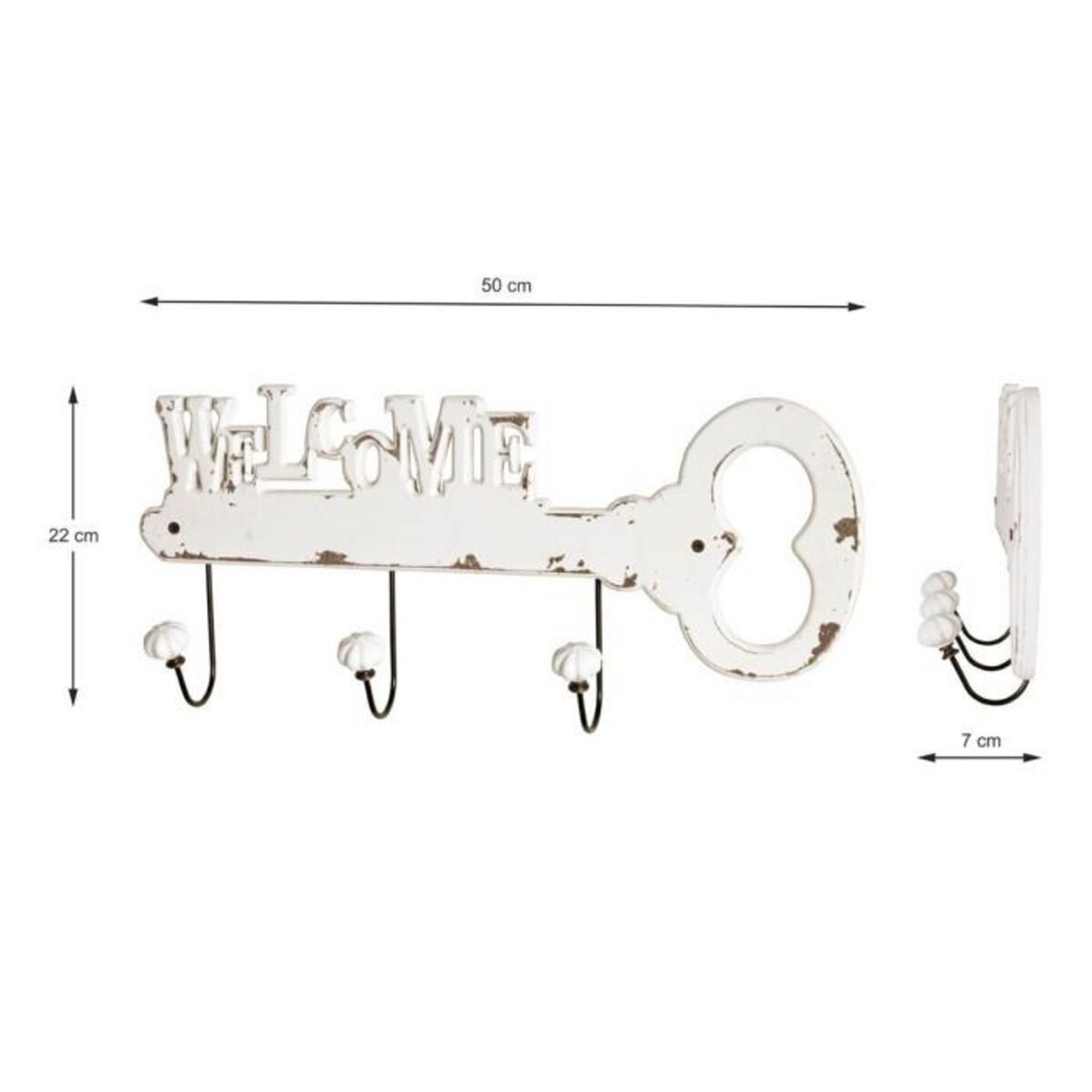 Paris Prix Patère Murale 3 Crochets  Key  50cm Blanc