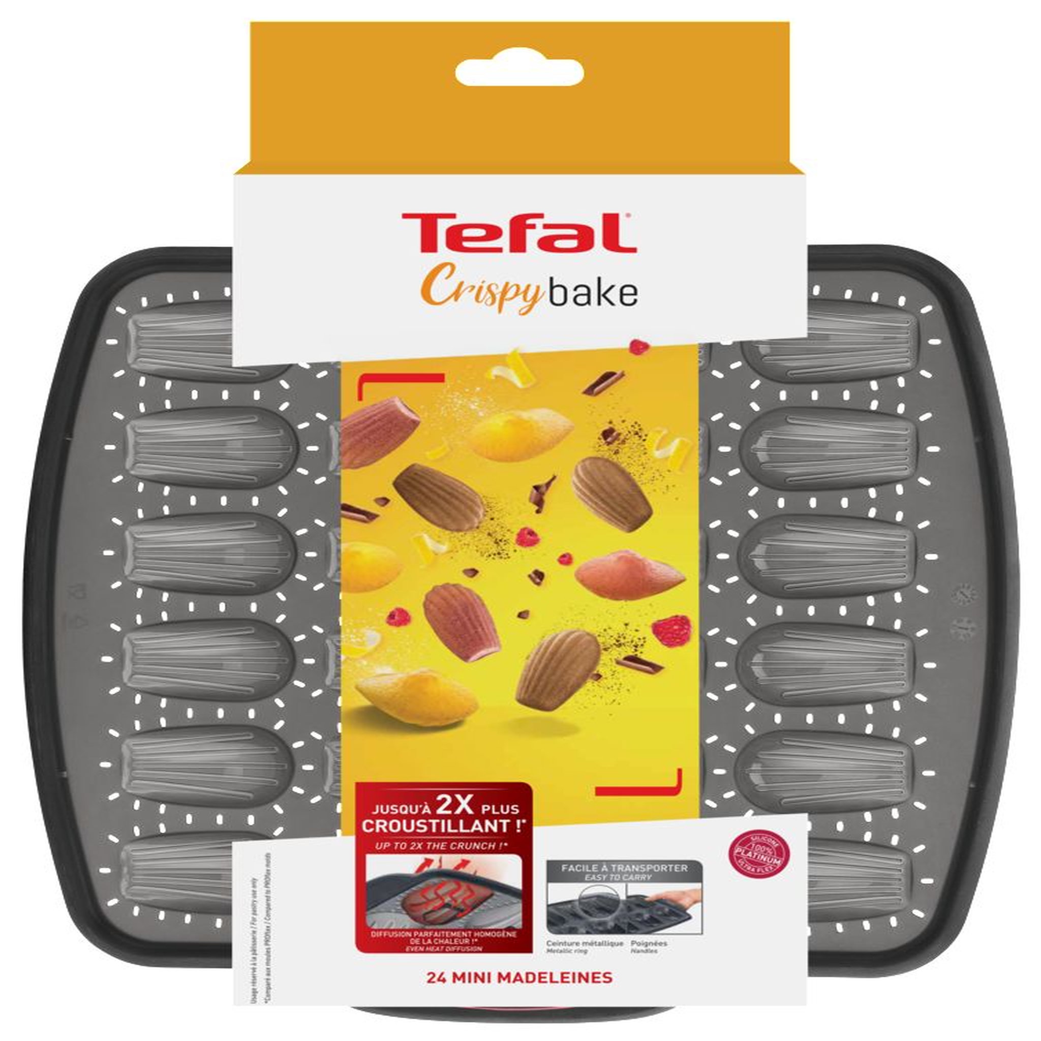 Voir la diapositive 3 : TEFAL Moule 24 mini madeleines CRISPYBAKE silicone