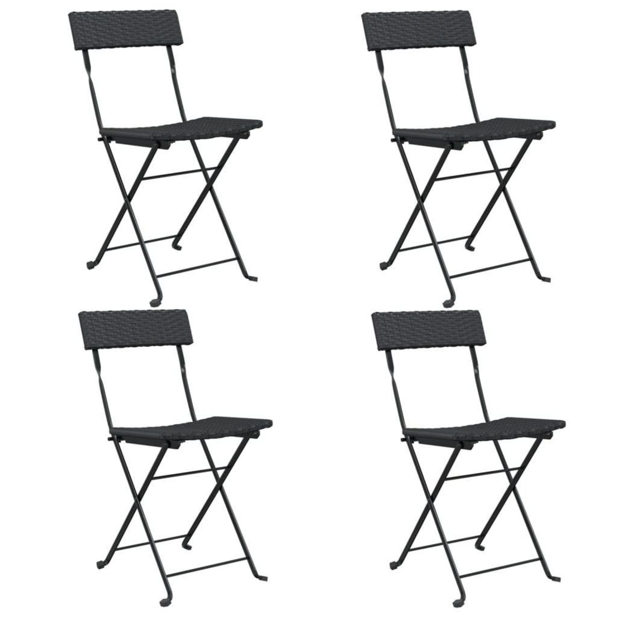 VIDAXL Chaises de bistrot pliantes lot de 4 Noir Resine tressee acier